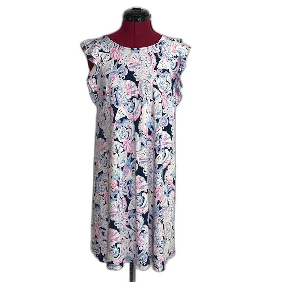 Lilly Pulitzer Dani Dress Women's Size Medium High Tide Navy Its for Shore Print - Picture 4 of 12